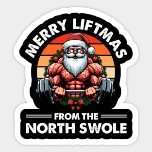 Merry Liftmas From North Swole Muscle Santa Weightlifting Sticker